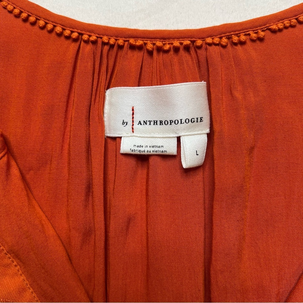 By Anthropologie Terra Cotta Orange Somerset Mini Dress SZ L ASO Cassandra Lee - Picture 9 of 13